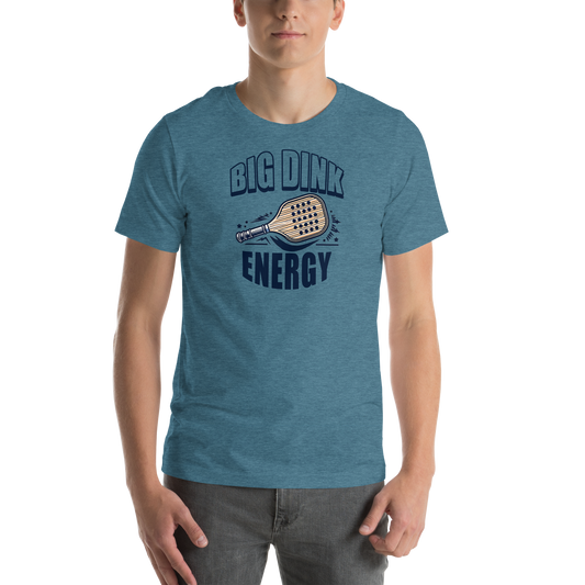 Big Dink Energy unisex t-shirt in Heather Deep Teal, front view