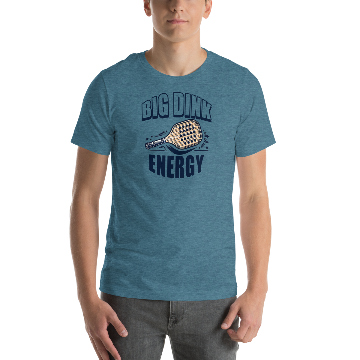 Big Dink Energy unisex t-shirt in Heather Deep Teal, front view