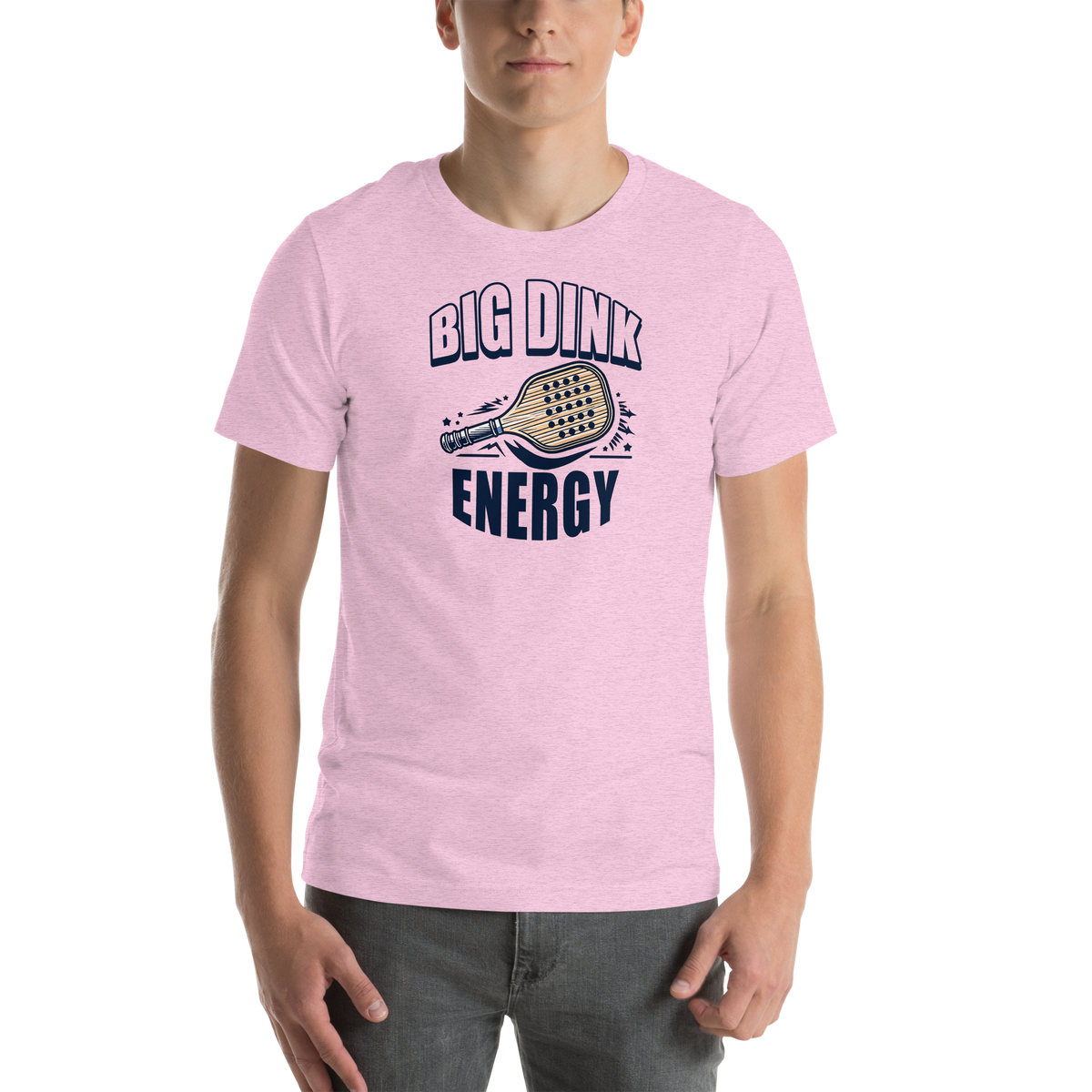 Big Dink Energy unisex t-shirt in Heather Prism Lilac, front view