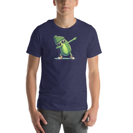 Dabbing Pickle unisex t-shirt in Heather Midnight Navy, front view