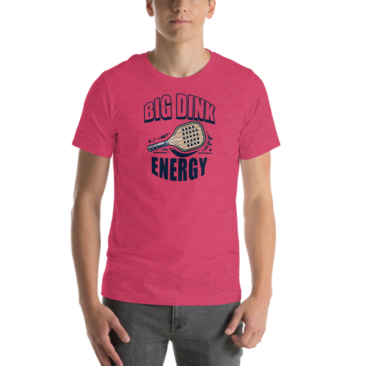 Big Dink Energy unisex t-shirt in Heather Raspberry, front view