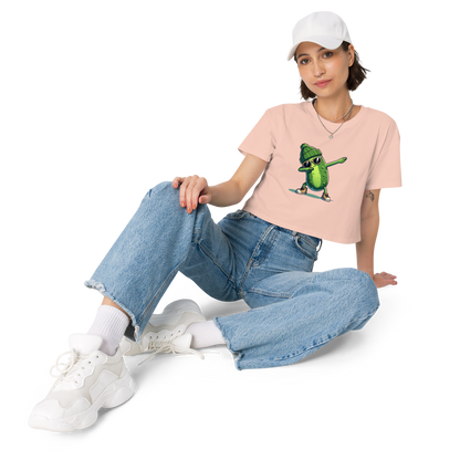 Dabbing Pickle women's crop top in Pale Pink, front view