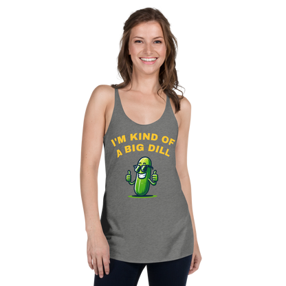 I'm a Big Dill women's racerback tank in Premium Heather, front view
