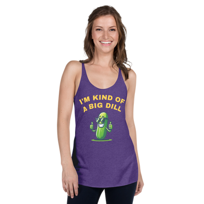 I'm a Big Dill women's racerback tank in Purple Rush, front view