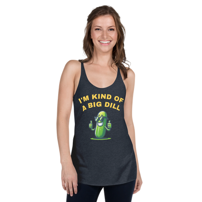 I'm a Big Dill women's racerback tank in Vintage Navy, front view