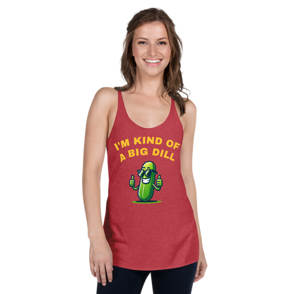 I'm a Big Dill women's racerback tank in Vintage Red, front view